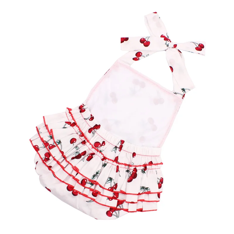Baby Girl Rompers Set Toddler Cotton Ruffled Romper and Headband Mango Cherry Vintage Children Sunsuit Baby Shower Gift (9)