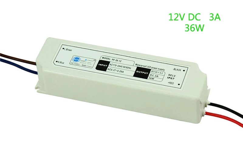 

12V 3A 36W Waterproof Switching Power Supply Lighting Transformers Driver For LED Strip 3528 5050 IP67