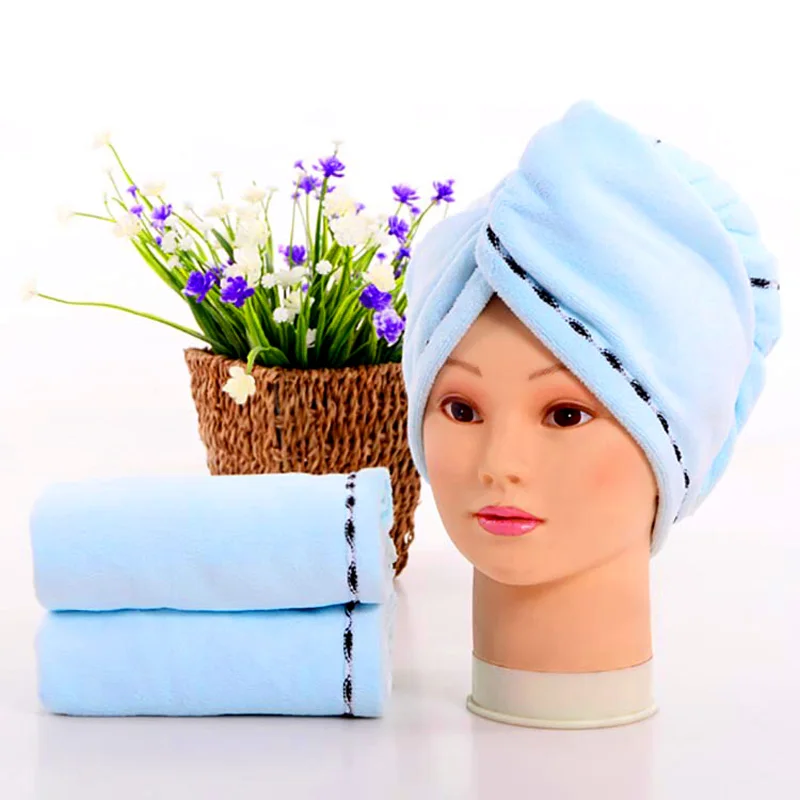 women bathroom super absorbent quictk-drying microfiber Bath towel hair dry cap salon towel 26*68cm 18