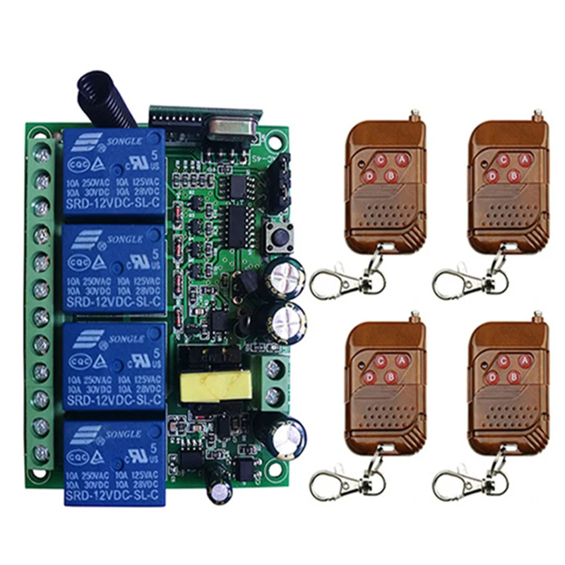 AC110V 220V 230V 4CH 4 CH Remote Control Switch RF Wireless Receiver Transmitter 315 / 433 MHz Toggle / Latched / Momentary
AC110V 220V 230V 4CH 4 CH Remote Control Switch RF Wireless Receiver Transmitter 315 / 433 MHz Toggle / Latched / Momentary