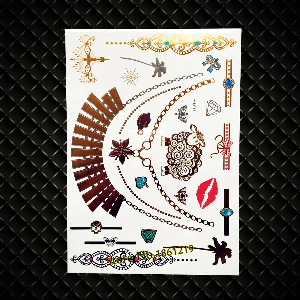 New Gold Henna Metallic Temporary Tattoo Choker Necklace Pattern Waterproof Tattoo Jewelry Sticker GYH17 Sheep Sexy Lip Bracelet
New Gold Henna Metallic Temporary Tattoo Choker Necklace Pattern Waterproof Tattoo Jewelry Sticker GYH17 Sheep Sexy Lip Bracelet