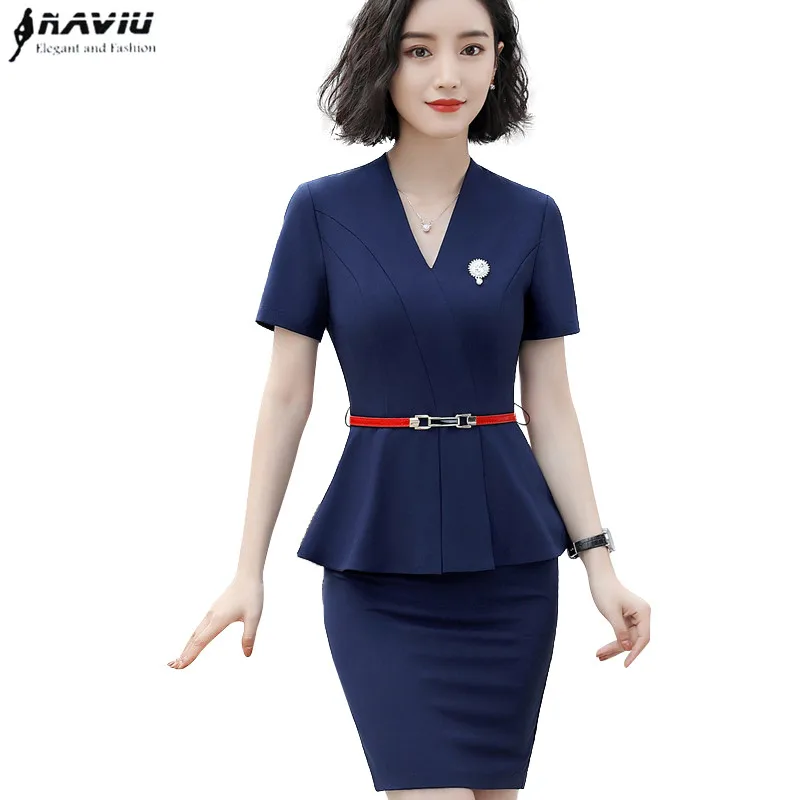 New Summer fashion skirt suit women Elegant temperament V Neck short sleeve slim tops with skirt office ladies plus size uniform
New Summer fashion skirt suit women Elegant temperament V Neck short sleeve slim tops with skirt office ladies plus size uniform