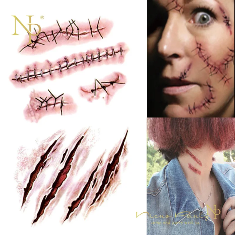 Nicro Halloween Zombie Scars Tattoos With Fake Scab Bloody Makeup Halloween Decoration Wound Scary Blood Injury Sticker #Oth52
Nicro Halloween Zombie Scars Tattoos With Fake Scab Bloody Makeup Halloween Decoration Wound Scary Blood Injury Sticker #Oth52