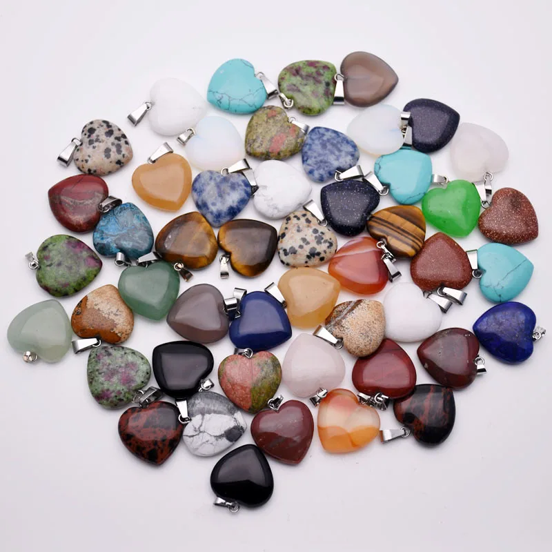 fashion 20mm natural stone heart pendants Necklace for jewelry making 50Pcs/lot mixed charms trendy accessories wholesale
fashion 20mm natural stone heart pendants Necklace for jewelry making 50Pcs/lot mixed charms trendy accessories wholesale
