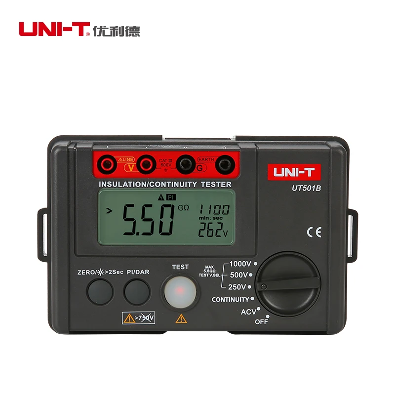 UNI-T UT501B Digital Insulation Resistance Testers Ground Meter Megohmmeter Voltmeter w/LCD Backlight Earth Tester Megger
UNI-T UT501B Digital Insulation Resistance Testers Ground Meter Megohmmeter Voltmeter w/LCD Backlight Earth Tester Megger