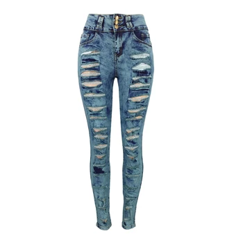 Women Sexy Skinny Jeans Ladies Ripped Hole High Waist Button Slim Long Jeans Female Stretch Tight Pencil Pants AA11528
Women Sexy Skinny Jeans Ladies Ripped Hole High Waist Button Slim Long Jeans Female Stretch Tight Pencil Pants AA11528
