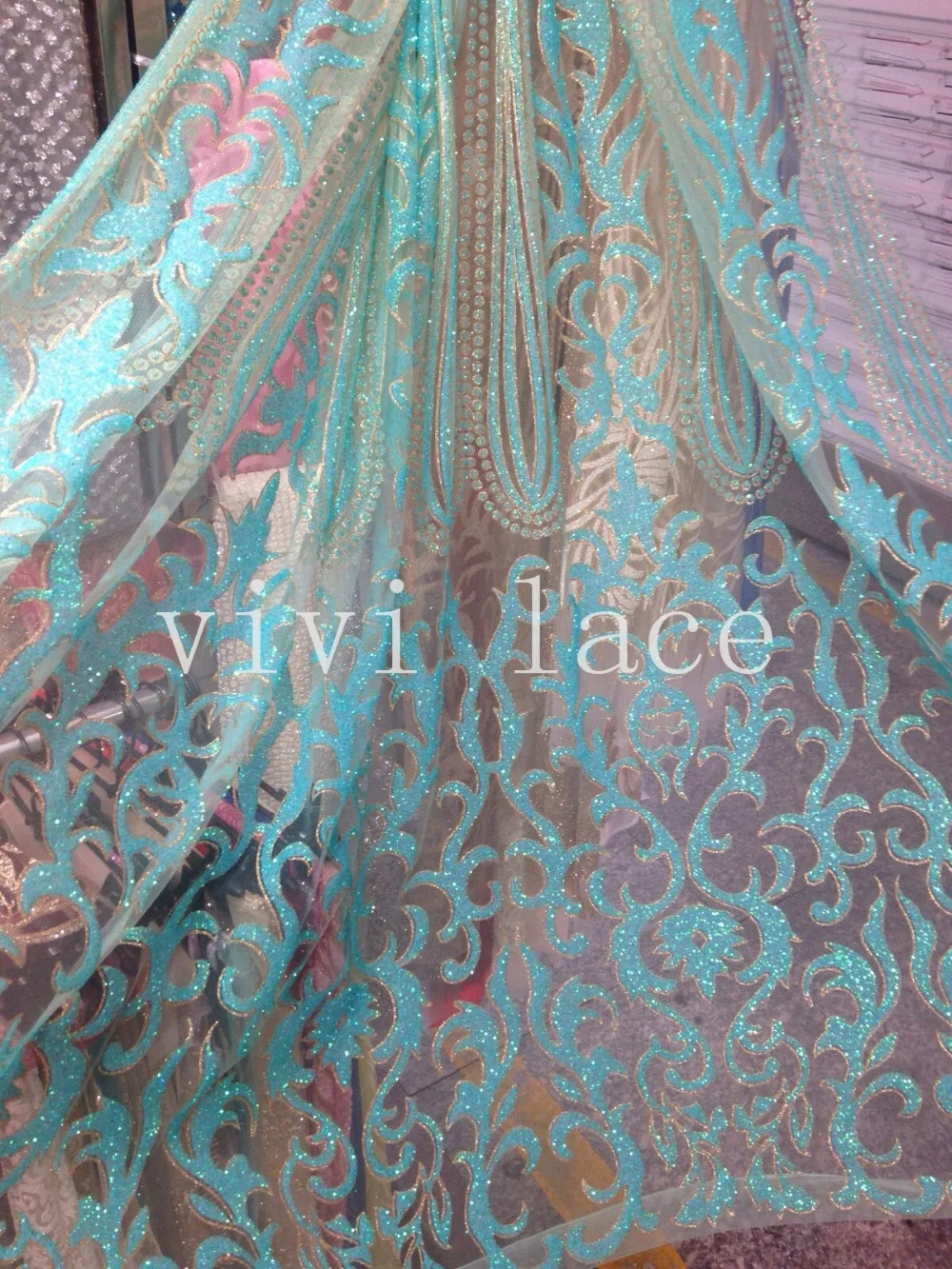 5yards CY008 blue shining glitter glued non embroidery african tulle mesh fabric for sawing/fashion design
5yards CY008 blue shining glitter glued non embroidery african tulle mesh fabric for sawing/fashion design