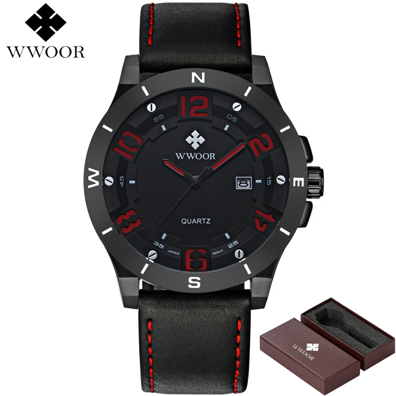 WWOOR Waterproof Military Men's Watch Male Date Relogio Masculino Leather Strap Casual Quartz Man Watch Men Sport Wristwatch
WWOOR Waterproof Military Men's Watch Male Date Relogio Masculino Leather Strap Casual Quartz Man Watch Men Sport Wristwatch