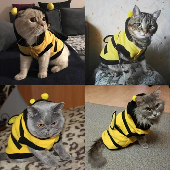 

1pc Fancy Pet Dog Cat Clothes Soft Fleece Teddy Poodle Dog Clothing Cute Bee Warm Costome Pet Product Supplies Accessories 8Size