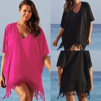 Fashion Sexy Women Ladies Lace Tassel Loose Cover Up V-Neck Solid Beach Party Straight Mini Dress Plus Size L-3XL
Fashion Sexy Women Ladies Lace Tassel Loose Cover Up V-Neck Solid Beach Party Straight Mini Dress Plus Size L-3XL