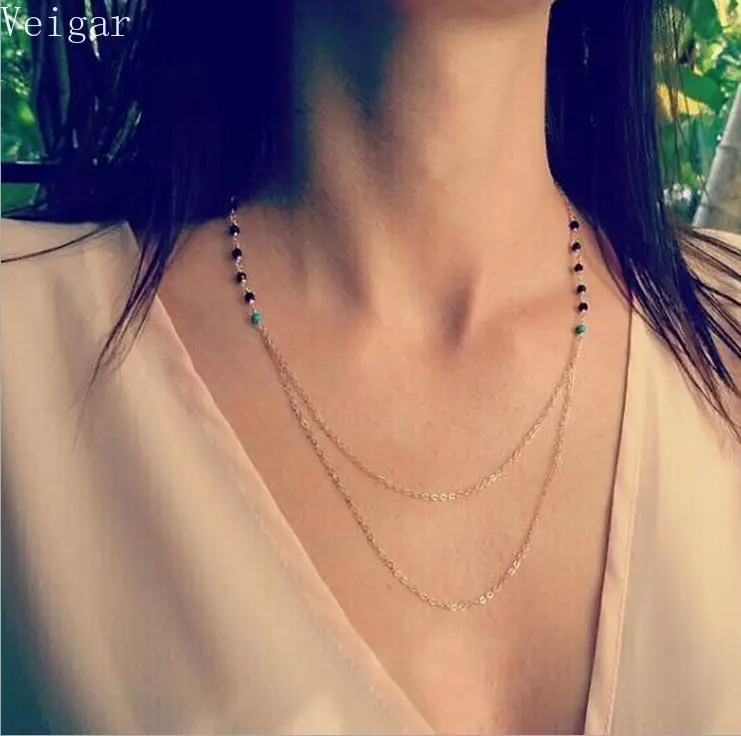 Summer Simple Style Double Chain Acrylic Beads Beaded Necklace Women Clavicle Chain Gold/Silver Plated Collier Ras Du Cou 2018
Summer Simple Style Double Chain Acrylic Beads Beaded Necklace Women Clavicle Chain Gold/Silver Plated Collier Ras Du Cou 2018