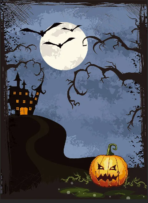 Хэллоуин ужас Ночь Луна летучие мыши багажник тыквы на заказ Фотостудия фоны