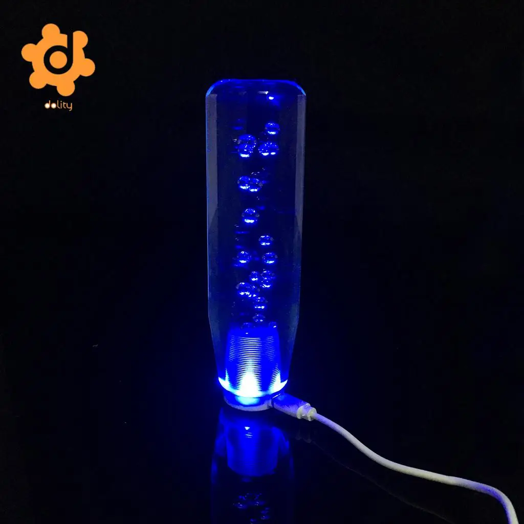 Blue LED Car Manual Gear Shift Lever Knob Head Shifter Crystal Bubble 15cm