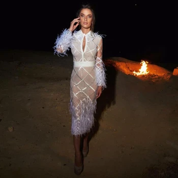 2019 Elegant Feather Woman Sexy O Neck White Women Bandage dress New Winter Celebrity Evening Party Dress Vestidos Clubewear
2019 Elegant Feather Woman Sexy O Neck White Women Bandage dress New Winter Celebrity Evening Party Dress Vestidos Clubewear