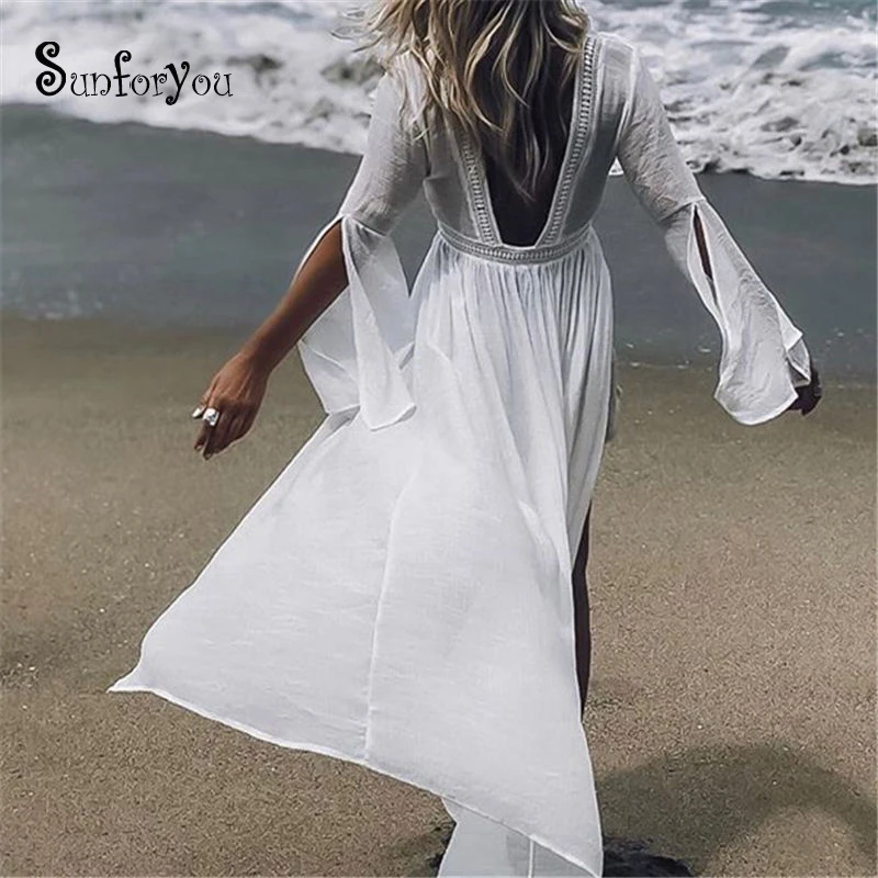 White Beach Maxi Dress Lace Patchwork Summer Boho Dress Robe de Plage Backless Flare Sleeve Sexy Sundresses Vestidos Verano
White Beach Maxi Dress Lace Patchwork Summer Boho Dress Robe de Plage Backless Flare Sleeve Sexy Sundresses Vestidos Verano