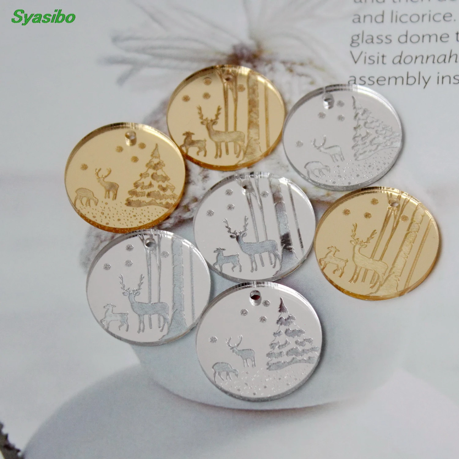 (6pcs each color) 25mm Acrylic Discs Christmas Tags Reindeer Tree Snowflakes Laser Cutout Gold/Silver Mirror 1"-AC1495 /AC1397
(6pcs each color) 25mm Acrylic Discs Christmas Tags Reindeer Tree Snowflakes Laser Cutout Gold/Silver Mirror 1"-AC1495 /AC1397