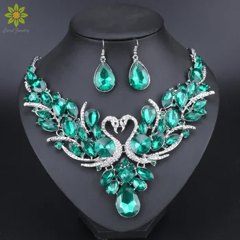 Silver Plated Crystal Bridal Jewelry Set For Brides Swan Necklace Earrings set Wedding Party Costume Accessories Women
Silver Plated Crystal Bridal Jewelry Set For Brides Swan Necklace Earrings set Wedding Party Costume Accessories Women