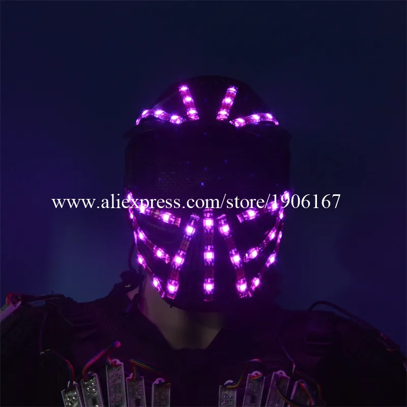 

RGB Colorful LED Luminous Robot Helmet Led Growing Light Up Flashing Stage Headwear For Dancing Bar DJ Party Halloween Christmas
