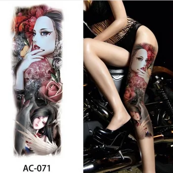 New 48*17cm Full arm leg body paint Waterproof Temporary Tattoo Sleeve Sticker Girls with rose Fake tattoos Sexy women DIY party
New 48*17cm Full arm leg body paint Waterproof Temporary Tattoo Sleeve Sticker Girls with rose Fake tattoos Sexy women DIY party
