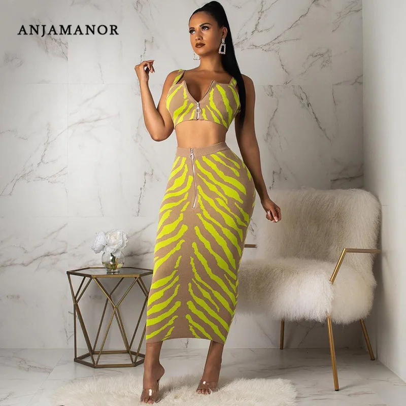 ANJAMANOR Yellow Zebra Print Women Two Piece Outfits Sexy Summer Matching Sets Club Fashion Clothes Maxi Skirt and Top D70-AC67
ANJAMANOR Yellow Zebra Print Women Two Piece Outfits Sexy Summer Matching Sets Club Fashion Clothes Maxi Skirt and Top D70-AC67