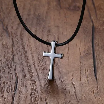 Men Choker Simple Tungsten Steel Budded Cross Pendant Necklace in Tone With Black Rubber Rope Chain Kolye Male Jewelry
Men Choker Simple Tungsten Steel Budded Cross Pendant Necklace in Tone With Black Rubber Rope Chain Kolye Male Jewelry