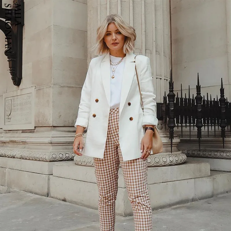 2019 New White Blazers Tops Women Double Breasted Pocket Thin Suit Coats Female Office Lady Jacket Long Sleeve Outwear Autumn
2019 New White Blazers Tops Women Double Breasted Pocket Thin Suit Coats Female Office Lady Jacket Long Sleeve Outwear Autumn