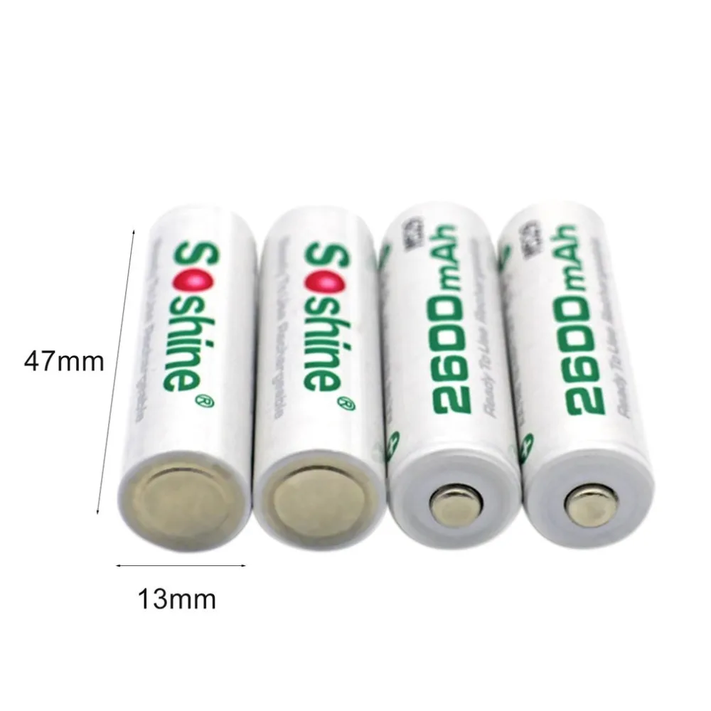 

4Pcs/lot Soshine AA Batteries 1.2V NI-MH 2600mAh 2A NIMH 1.2 Volt AA Rechargeable Battery For Digital Devices Electronic Product