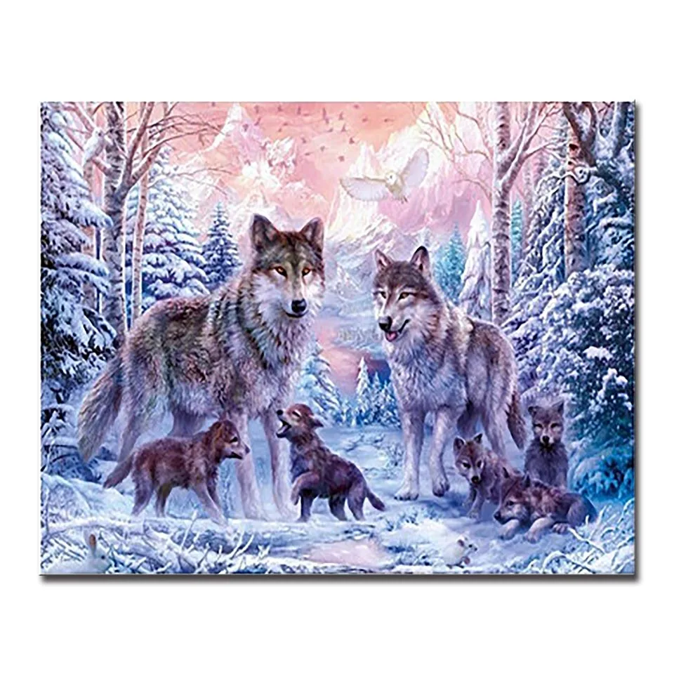 DIY Framework Canvas Digital Oil Painting By Numbers Kits Coloring Handpainted Snow Wolf Family Home Decor Wall Crafts Pictures 
DIY Framework Canvas Digital Oil Painting By Numbers Kits Coloring Handpainted Snow Wolf Family Home Decor Wall Crafts Pictures