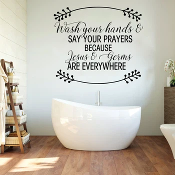 Bathroom Words Jesus and Germs Wall Decal Bathroom Shower Wash Your Hand Quote Wall Sticker Vinyl Home Decor Kitchen Art
Bathroom Words Jesus and Germs Wall Decal Bathroom Shower Wash Your Hand Quote Wall Sticker Vinyl Home Decor Kitchen Art