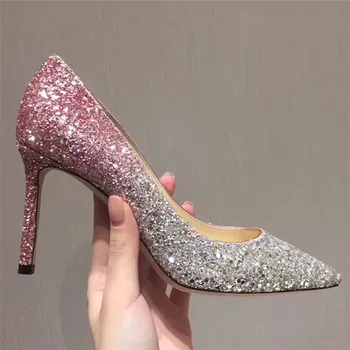 Gradient Glitter Ladies Wedding Shoes Bling Bridal Stiletto High Heel Women Pumps Runway Zapatos De Mujer Pointy Chaussure Femme
Gradient Glitter Ladies Wedding Shoes Bling Bridal Stiletto High Heel Women Pumps Runway Zapatos De Mujer Pointy Chaussure Femme