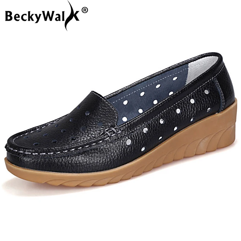 BeckyWalk Breathable Cutouts Casual Shoes Woman Genuine Leather Wedge Slip On Loafers Moccasins Summer Women Shoes 35-41 WSH2740
BeckyWalk Breathable Cutouts Casual Shoes Woman Genuine Leather Wedge Slip On Loafers Moccasins Summer Women Shoes 35-41 WSH2740