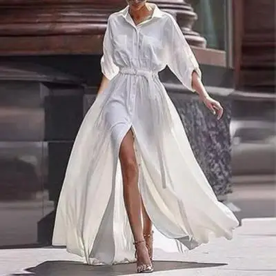 Plus Size 4XL 5XL Summer Maxi Shirt Dress for Women Turn Down Collar Tunic White Dress Button Up Blouse Dress with Pockets
Plus Size 4XL 5XL Summer Maxi Shirt Dress for Women Turn Down Collar Tunic White Dress Button Up Blouse Dress with Pockets