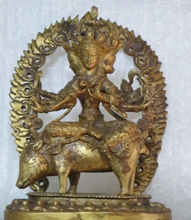 Collectible bronze S2223 Tibet vintage Bronze gild Ride Pig Marichi Maricideva light Mother Buddha statue (B0328) 
Collectible bronze S2223 Tibet vintage Bronze gild Ride Pig Marichi Maricideva light Mother Buddha statue (B0328)