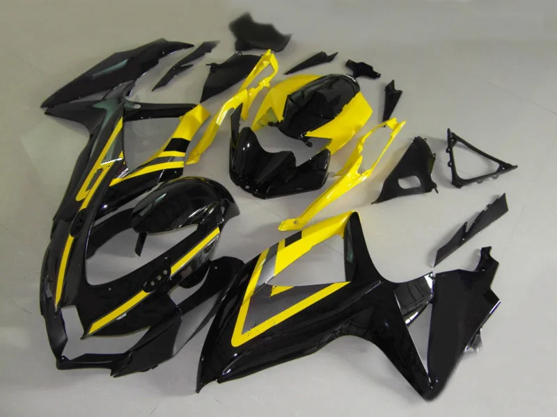 Комплект обтекателей под давлением для GSXR600 750 K8 08 09 GSXR 600 GSXR750 2008 2009 ABS желто-черные