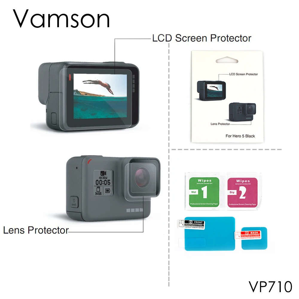 Vamson for Gopro hero 7 6 5 accessory lens screen protector tempered film protective film for Gopro hero 7 action camera VP710
Vamson for Gopro hero 7 6 5 accessory lens screen protector tempered film protective film for Gopro hero 7 action camera VP710