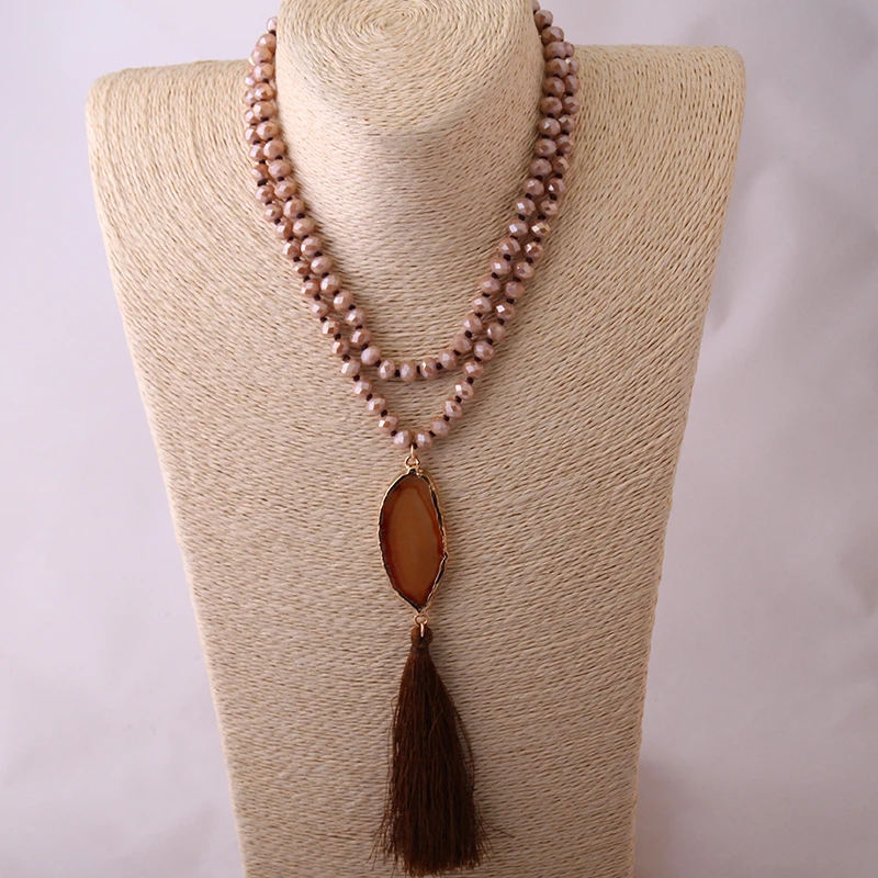 Free Shipping Fashion Knotted Halsband Brown Crystal Beads Link Semi Long Tassel Necklace
Free Shipping Fashion Knotted Halsband Brown Crystal Beads Link Semi Long Tassel Necklace