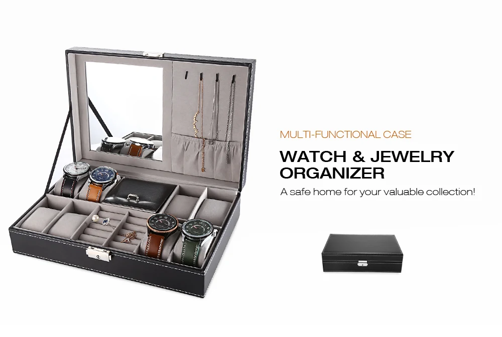 Watch Box PU Leather Watch Case Storage Organizer Box Luxury Jewelry Ri (2)