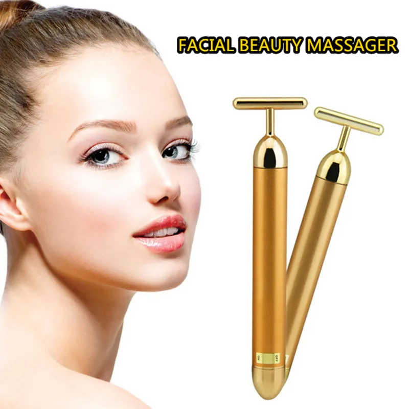 T-Shape Vibration Slimming Face Facial Beauty Rolle Bar Pulse Firming Roller Massager Lift Wrinkle Stick Skin Tightening | Красота и
