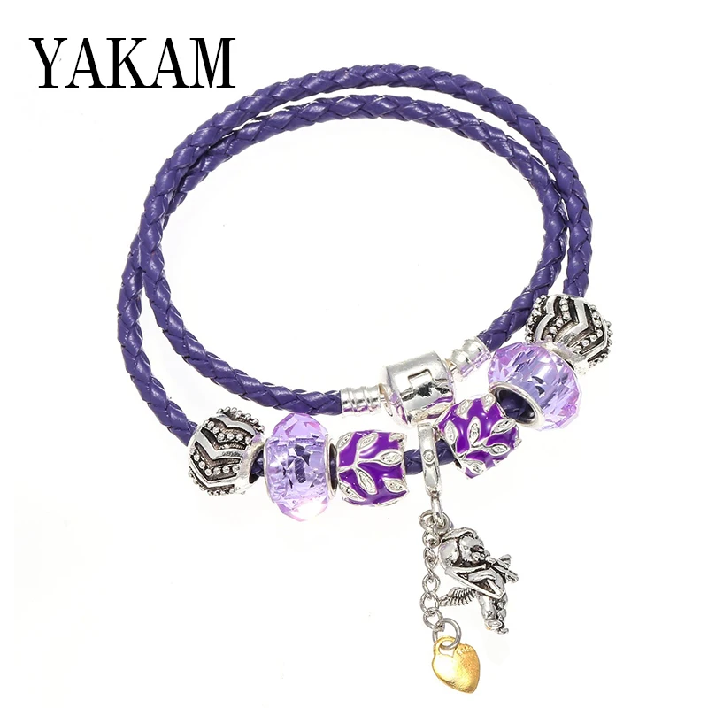 Purple glass round leaves beads original friendship bracelet charm bracelets leather chain bangles for women diy fashion jewelry
Purple glass round leaves beads original friendship bracelet charm bracelets leather chain bangles for women diy fashion jewelry