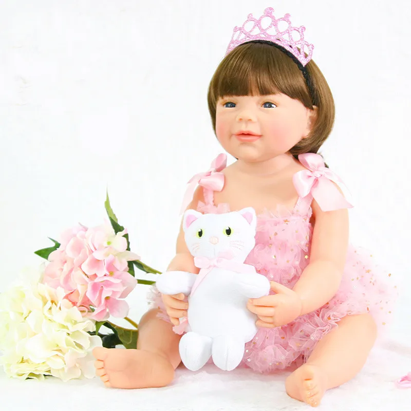 

55cm Full Body Silicone Reborn Girl Baby Doll Toy Lifelike Newborn Princess Babies Doll Fashion Kids Child Brinquedos Bathe Toy