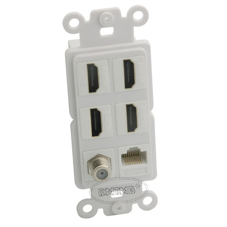 Внутренняя настенная пластина 4 порта HDMI 1 порт CAT6 RJ45 F головное ТВ с ключом и