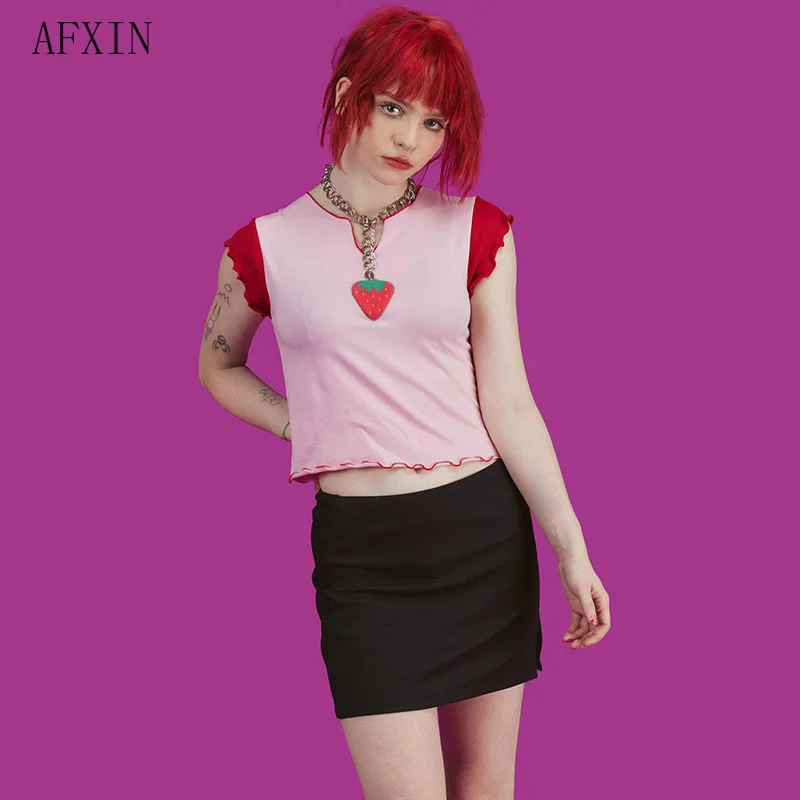 Harajuku Unif T Shirts Women Strawberry Print Pink Short Crop Tops Summer Streetwear Short Sleeve Tee Shirt Femme Vintage Tshirt
Harajuku Unif T Shirts Women Strawberry Print Pink Short Crop Tops Summer Streetwear Short Sleeve Tee Shirt Femme Vintage Tshirt