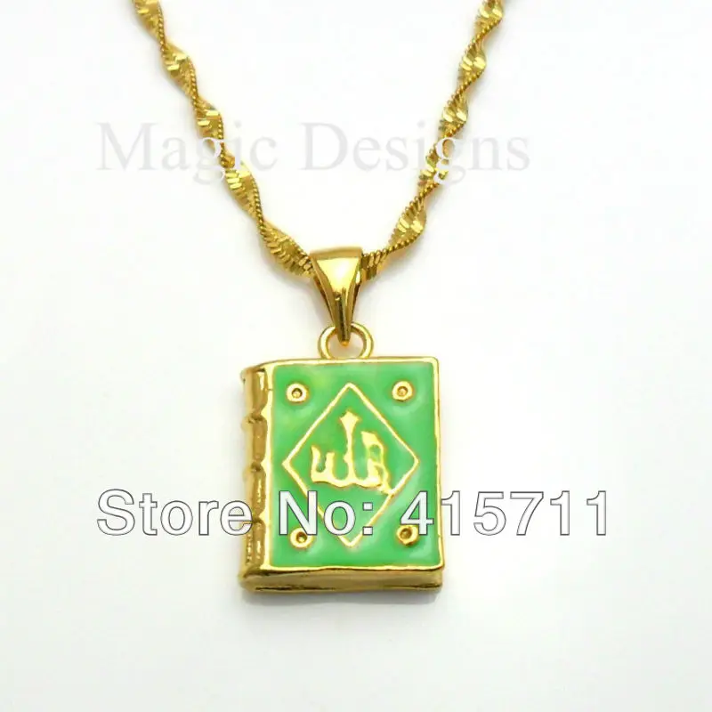 YH-AN17 5pcs/lot Islam Fashion 24k Gold Color Green Allah Pendant Chain Necklace
YH-AN17 5pcs/lot Islam Fashion 24k Gold Color Green Allah Pendant Chain Necklace