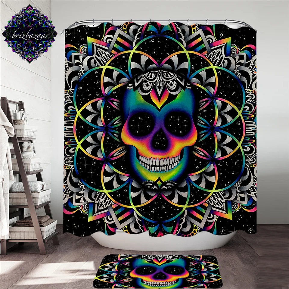 Chaos By Brizbazaar Shower Curtain Set Colorful Skull rideau douche 2pcs Galaxy Mandala Gothic Bathtub Decor Bath Curtain Mat
Chaos By Brizbazaar Shower Curtain Set Colorful Skull rideau douche 2pcs Galaxy Mandala Gothic Bathtub Decor Bath Curtain Mat