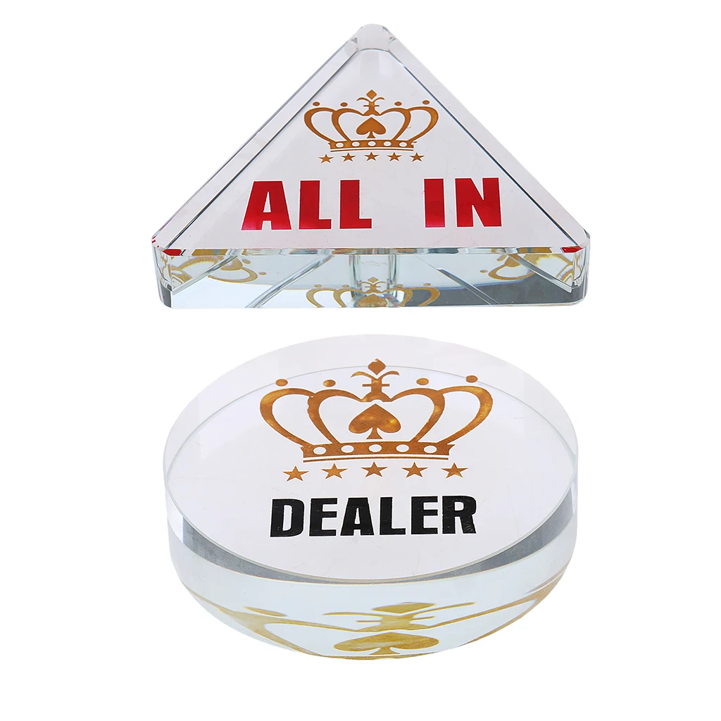 2 Pieces Chip Dealer Button for Casino Tool Poker Game Accessory Transparent Poker Tournaments Prop