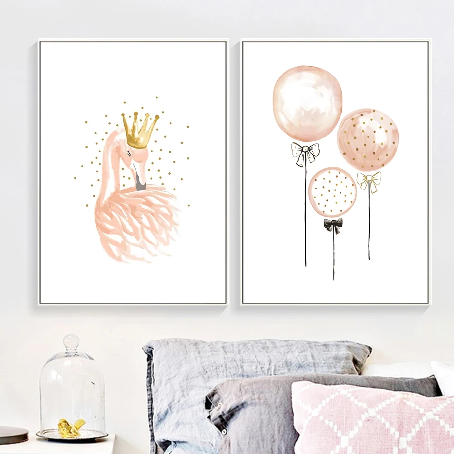 Pink Flamingo Balloon Crown Feather Wall Art Canvas Painting Nordic Posters And Prints Animals Wall Pictures For Girl Room Decor
Pink Flamingo Balloon Crown Feather Wall Art Canvas Painting Nordic Posters And Prints Animals Wall Pictures For Girl Room Decor