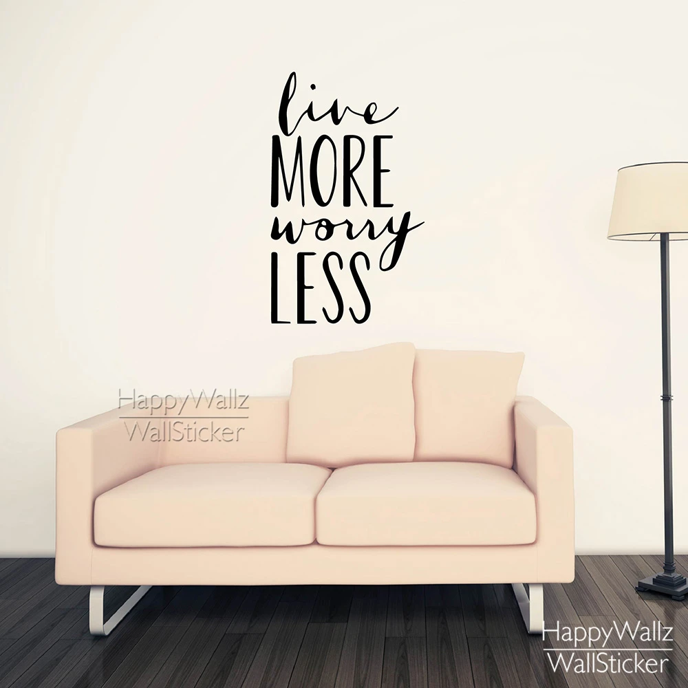 Image Live More Worry Less Quote Wall Sticker Inspirational Quote Wall Decal DIY Removable Easy Decors Vinyl Wall Art 579Q