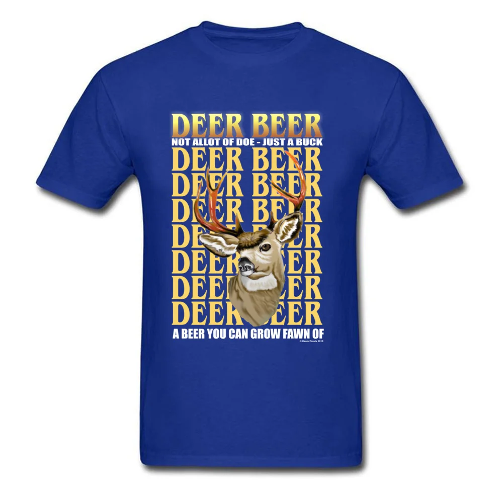Tops Tees Deer Beer Father Day Funky Classic Short Sleeve Pure Cotton Round Neck Men T Shirts Classic T-shirts Deer Beer blue