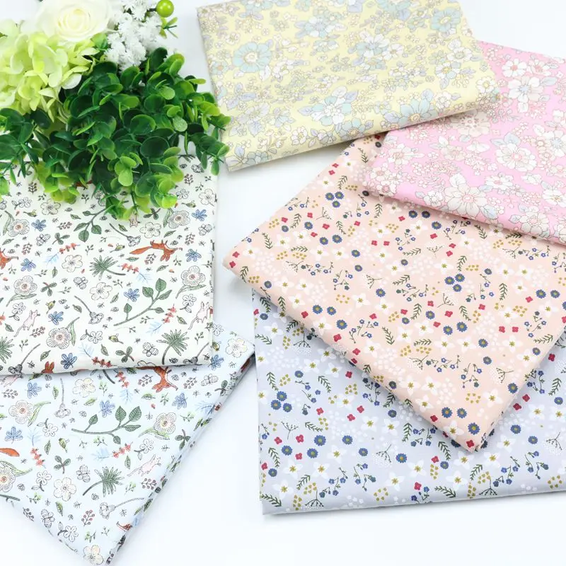 Фото Новый 50 см * 160 Цветочная серая хлопковая ткань для лоскутного одеяла текстиль