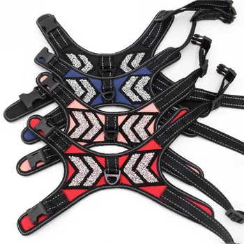 Pet Dogs Safe Vest Travel Supplies Meash Breathable Reflective Harness with Glittering Rhinestone Wholesale Pet Accessories
Pet Dogs Safe Vest Travel Supplies Meash Breathable Reflective Harness with Glittering Rhinestone Wholesale Pet Accessories